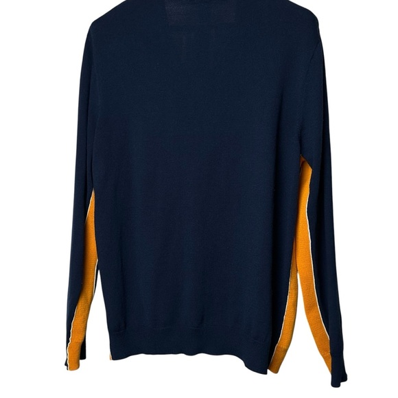 Opening Ceremony Men's Large Knit Collared Cardigan Color Block Navy Blue Orange - Picture 7 of 11